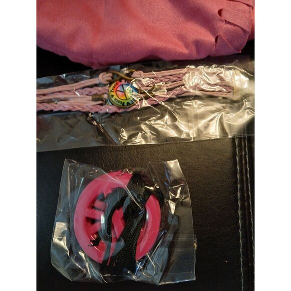 Pink HIPPIE Outfit Lg Fringe Vest Headband Peace necklace & Earrings Sunglasses - Picture 5 of 7